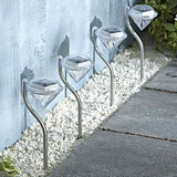 Set of 4 Solar Powered Diamond Stake Lights