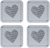 Set of 4 Heart Placemats and 4 Heart Drinks Coasters