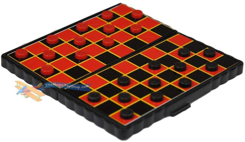 Compact Magnetic Draughts Board Game in Folding Case