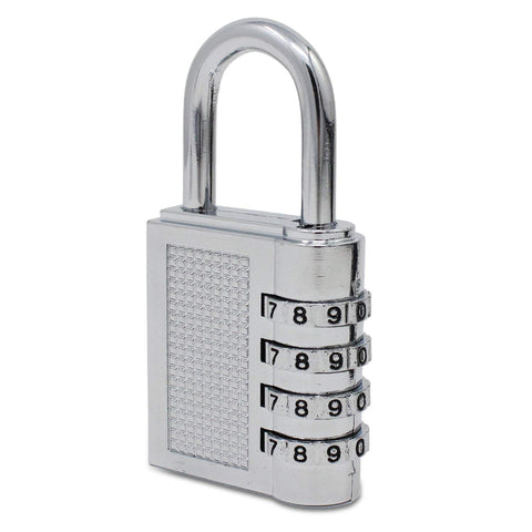 Slim 4 Digit Silver Combination Padlock