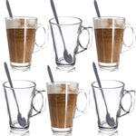 Set of 6 Premium 11cm Latte Glasses with Spoons