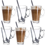 Set of 6 Premium 11cm Latte Glasses with Spoons