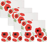 Set of 4 Poppy Placemats and 4 Poppy Drinks Coaster