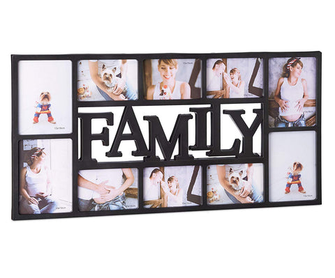 Wall Mounted 10 Photo Family Black Picture Frame