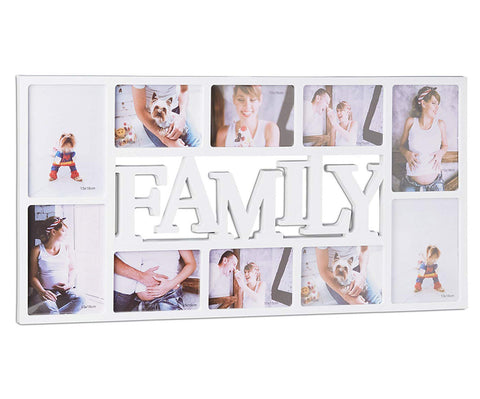 Wall Mounted 10 Photo Family White Picture Frame