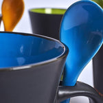 Set of 4 Colourful Ceramic Mugs with Spoons