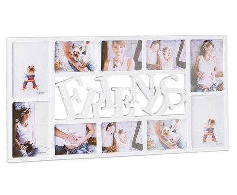 Wall Mounted 10 Photo Friends White Picture Frame