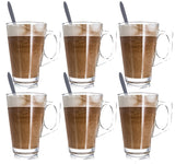 Set of 6 Premium 11cm Latte Glasses with Spoons