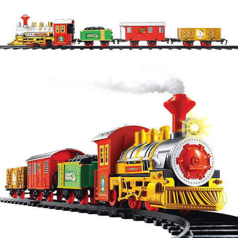 Deluxe 14pc Christmas Train Set with Realistic Sound and Light