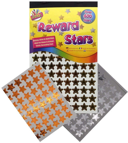 Pack of 600 Gold Silver and Bronze Stars Reward Stickers