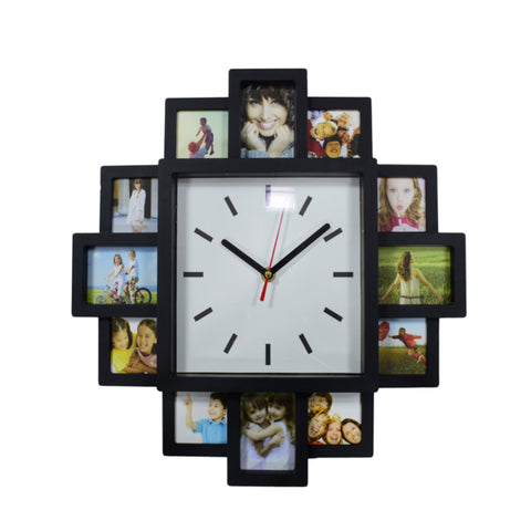 Black 12 Photo Wall Mounted Wall Clock